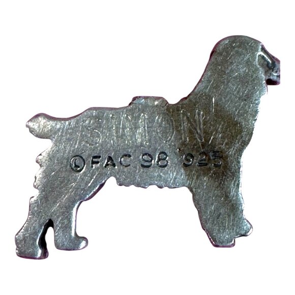 Vintage Sterling Silver Dog Retriever Brooch Charm Pendant FAC Signed 1998 Simon - Picture 3 of 5